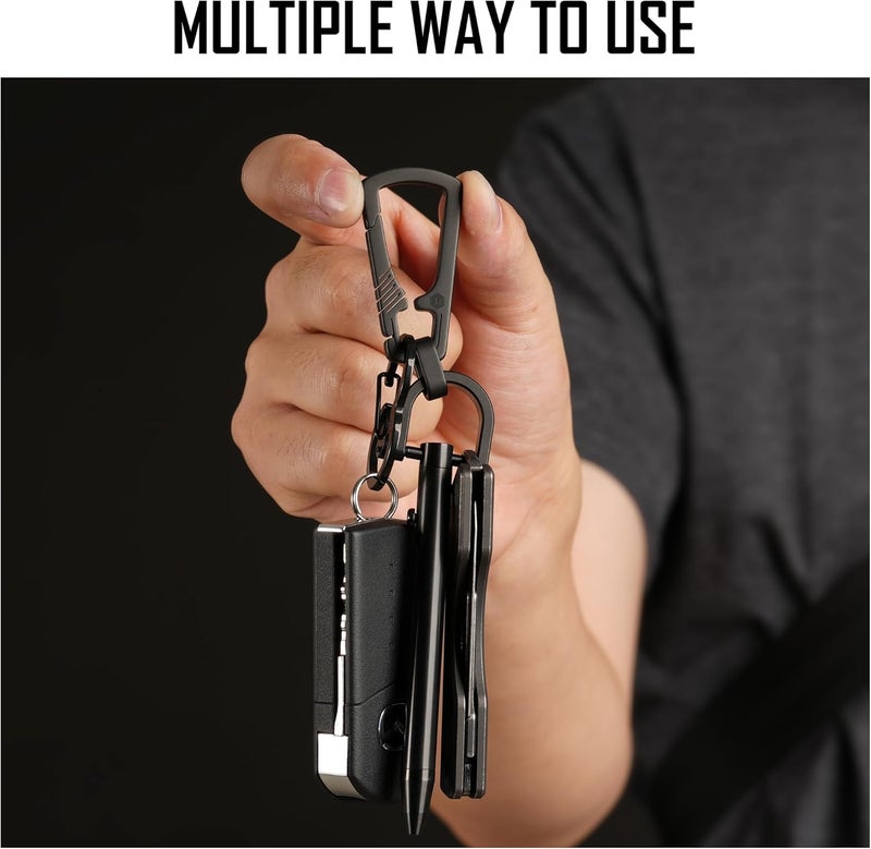 KeyUnity مشبك مفاتيح كارابيني من التيتانيوم، حامل مفاتيح EDC سريع الإطلاق مع حلقة مفاتيح - Image 2